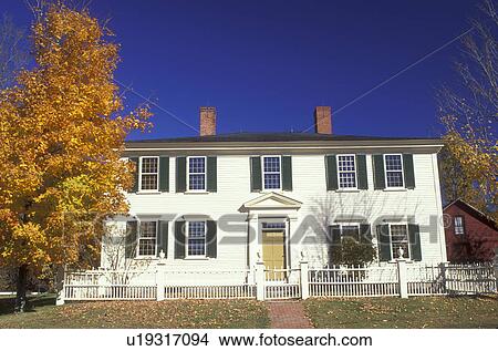 Picture -  Franklin Pierce, Hillsborough, NH, New Hampshire, Franklin Pierce Homestead, a National Historic Landmark, in Hillsborough in the autumn.. Fotosearch