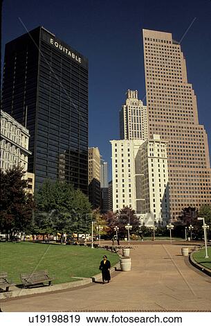 Georgia, GA, Atlanta, Skyline of Downtown Atlanta from Woodruff Park. View Large Photo Image Stock Photo - Georgia, GA, Atlanta, Skyline of Downtown Atlanta from Woodruff Park.. Fotosearch