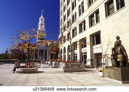 Stock Photo -  Hartford, Connecticut, CT, 1807 Center Church in downtown Hartford in the autumn.. Fotosearch