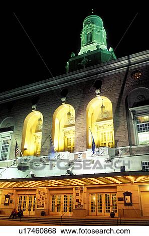 Stock Photo -  Hartford, Connecticut, CT, Bushnell Memorial Hall in Hartford in the evening.. Fotosearch