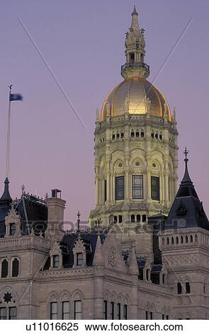 Hartford, State Capitol, State House, Connecticut, CT, The State Capitol of Connecticut and its ornate gold leaf Dome on Capitol Hill in the Capital City of Hartford in the evening. View Large Photo Image Stock Photography - Hartford, State Capitol, State House, Connecticut, CT, The State Capitol of Connecticut and its ornate gold leaf Dome on Capitol Hill in the Capital City of Hartford in the evening.. Fotosearch