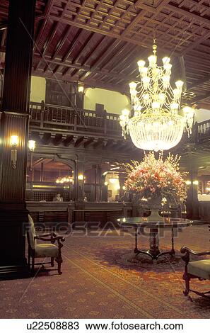 Stock Image -  hotel, Coronado, California, CA, Interior of the lobby at the Hotel Del Coronado in Coronado.. Fotosearch