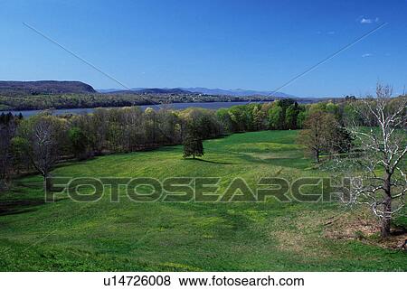 Hudson River, Hudson River Valley, Hyde Park, New York, Scenic view of the Hudson River from Vanderbilt Mansion National Historic Site in the spring. View Large Photo Image Stock Photo - Hudson River, Hudson River Valley, Hyde Park, New York, Scenic view of the Hudson River from Vanderbilt Mansion National Historic Site in the spring. . Fotosearch
