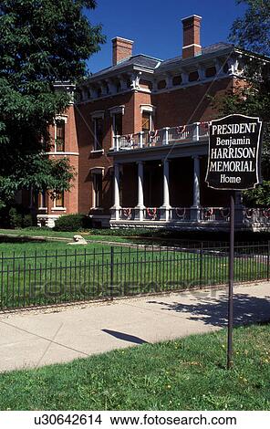 Picture -  Indianapolis, IN, Indiana, President Benjamin Harrison Memorial Home an Italianate Victorian mansion.. Fotosearch