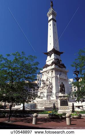 Stock Photo -  Indianapolis, IN, Indiana, Soldiers' and Sailors' Monument on Monument Circle in downtown Indianapolis.. Fotosearch