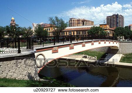 Stock Photo -  Kansas City, MO, Missouri, Country Club Plaza and riverwalk along Brush Creek.. Fotosearch