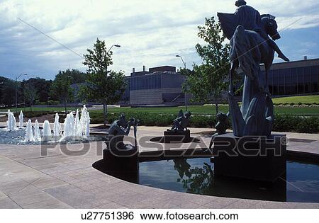 Kansas City, MO, Missouri, Statue and fountain on the riverwalk along Brush Creek. View Large Photo Image Stock Photograph - Kansas City, MO, Missouri, Statue and fountain on the riverwalk along Brush Creek.. Fotosearch