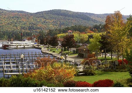 Lake George, Adirondacks, New York, NY, View of Lake George and the waterfront in the autumn. View Large Photo Image Stock Image - Lake George, Adirondacks, New York, NY, View of Lake George and the waterfront in the autumn.. Fotosearch