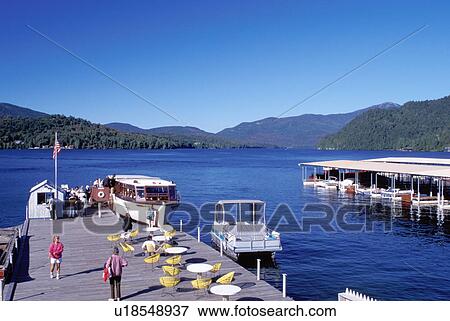 Stock Photo -  Lake Placid, Adirondacks, New York, NY, Lake Placid Boat Rides, Lake Placid Marina, Lake Placid . Fotosearch