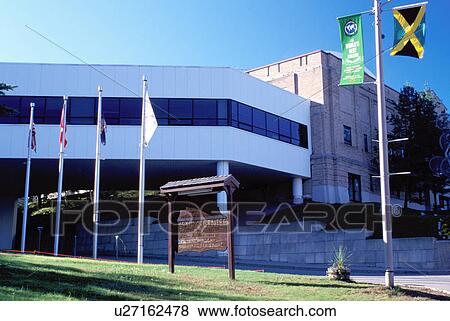 Stock Photo -  Lake Placid, Adirondacks, Olympics, New York, NY, Flags of the countries outside the Olympic Center in Lake Placid.. Fotosearch