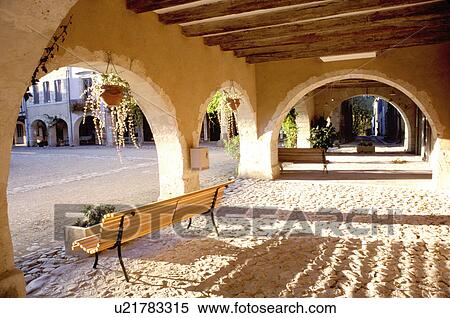 Landes, France, Labastide d' Armagnac, Landes, Aquitaine, Europe, Place Royale, Arcade Square View Large Photo Image Stock Photography - Landes, France, Labastide d' Armagnac, Landes, Aquitaine, Europe, Place Royale, Arcade Square. Fotosearch
