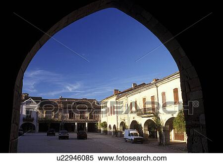 Landes, Labastide d' Armagnac, France, Aquitaine, Europe, Place Royale, Arcade Square View Large Photo Image Stock Photography - Landes, Labastide d' Armagnac, France, Aquitaine, Europe, Place Royale, Arcade Square. Fotosearch