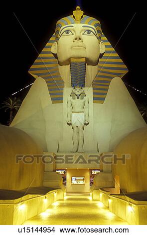 Las Vegas, Luxor, sphinx, casino, Nevada, NV, The Strip, Giant Sphinx at the entrance to Luxor Las Vegas Hotel & Casino on The Strip at night in Las Vegas, the Entertainment Capital of the World. View Large Photo Image Picture - Las Vegas, Luxor, sphinx, casino, Nevada, NV, The Strip, Giant Sphinx at the entrance to Luxor Las Vegas Hotel & Casino on The Strip at night in Las Vegas, the Entertainment Capital of the World.. Fotosearch