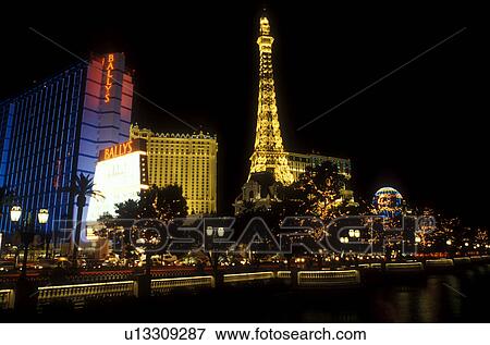 Stock Photo -  Las Vegas, Nevada, casinos, hotel, NV, Nightlife along The Strip at night in Las Vegas, the Entertainment Capital of the World.. Fotosearch