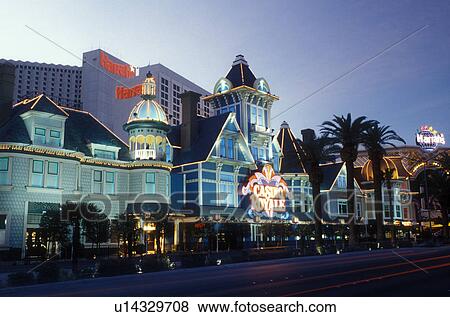 Stock Photo -  Las Vegas, Nevada, casinos, hotel, NV, Nightlife along The Strip at night in Las Vegas, the Entertainment Capital of the World.. Fotosearch