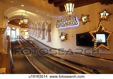 Las Vegas, Nevada, NV, The Strip, Madame Tussaud's Interactive Wax Museum on The Strip at night in Las Vegas, the Entertainment Capital of the World. View Large Photo Image Picture - Las Vegas, Nevada, NV, The Strip, Madame Tussaud's Interactive Wax Museum on The Strip at night in Las Vegas, the Entertainment Capital of the World.. Fotosearch