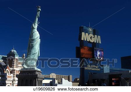 Stock Photograph -  Las Vegas, New York-New York, casino, hotel, Nevada, NV, The Strip, Replica of the Statue of Liberty at New-York New-York Hotel & Casino on The Strip in Las Vegas, the Entertainment Capital of the World.. Fotosearch