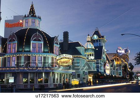 Stock Image -  Las Vegas, NV, Nevada, casinos, hotel, Nightlife along The Strip at night in Las Vegas, the Entertainment Capital of the World.. Fotosearch