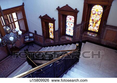 Stock Photograph -  Lawrence, KS, Kansas, Interior of the Watkins Community Museum of History housed in the old Land Mortgage and National Bank of 1888.. Fotosearch