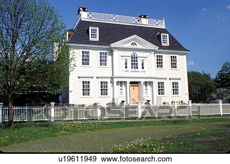 Stock Photo -  Lichtfield Hills, Connecticut, Historic Colonial House in Litchfield, Connecticut. . Fotosearch
