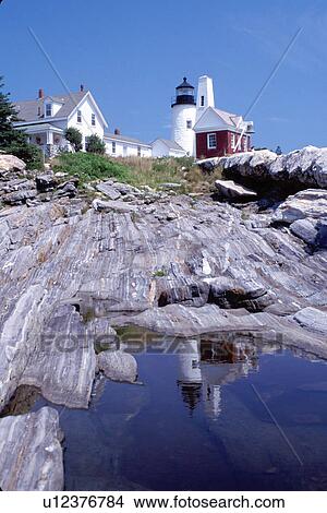 lighthouse, Maine, Pemaquid Point, Bristol, ME, Pemaquid Head Light reflects in a pool of water along the rocky coast of the Atlantic Ocean. View Large Photo Image Picture - lighthouse, Maine, Pemaquid Point, Bristol, ME, Pemaquid Head Light reflects in a pool of water along the rocky coast of the Atlantic Ocean.. Fotosearch