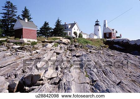 lighthouse, Maine, Pemaquid Point, Bristol, ME, Pemaquid Head Light along the rocky coast of the Atlantic Ocean. View Large Photo Image Stock Photo - lighthouse, Maine, Pemaquid Point, Bristol, ME, Pemaquid Head Light along the rocky coast of the Atlantic Ocean.. Fotosearch