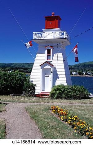 Picture -  lighthouse, Nova Scotia, Annapolis Royal, NS, Canada, Historic lighthouse in a park along the Annapolis River in Annapolis Royal.. Fotosearch