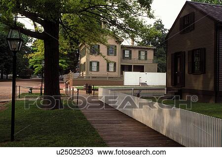Stock Image -  Lincoln, Springfield, IL, Illinois, Lincoln Home National Historic Site in Springfield, Illinois. . Fotosearch
