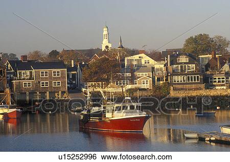 Stock Photograph -  lobster boats, Rockport, Massachusetts, MA, Fishing boats docked in Rockport Harbor in Rockport in the fall.. Fotosearch