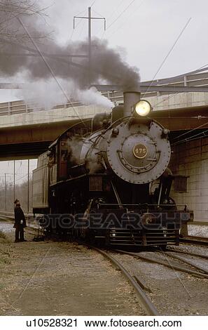 Stock Image -  locomotive, engine, train, Strasburg, Pennsylvania, Lancaster County, PA, The locomotive to the excursion train, Strasburg Railroad Company in Strasburg.. Fotosearch