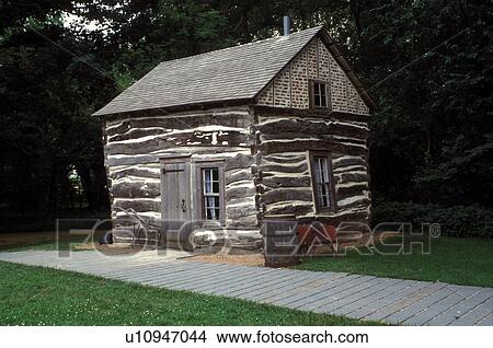 Picture -  log cabin, NE, Nebraska, Palmer-Epard Cabin at the Homestead National Monument of America.. Fotosearch