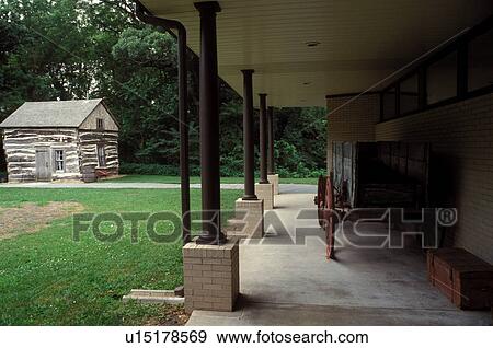 Stock Photo -  log cabin, NE, Nebraska, Palmer-Epard Cabin at the Homestead National Monument of America.. Fotosearch