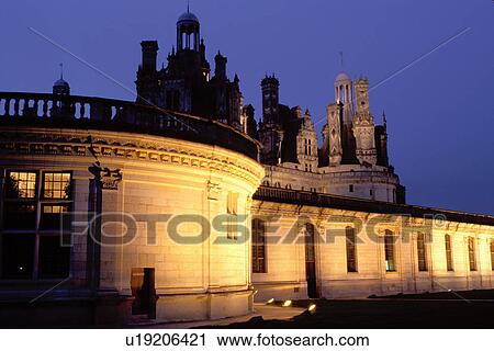 Loire Valley, chateau, France, Chambord, castle, Loire Castle Region, Loir-et-Cher, Centre, Europe, The Renaissance Chateau of Chambord illuminated at night. Largest of all the castles in the Loire Valley. View Large Photo Image Stock Image - Loire Valley, chateau, France, Chambord, castle, Loire Castle Region, Loir-et-Cher, Centre, Europe, The Renaissance Chateau of Chambord illuminated at night. Largest of all the castles in the Loire Valley.. Fotosearch