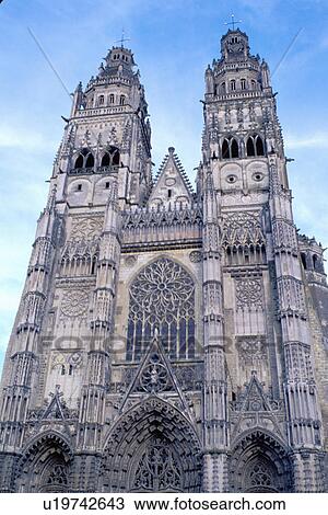 Stock Image -  Loire Valley, France, Tours, cathedral, Loire Castle Region, Europe, Gothic-style Cathedrale St. -Gatien. Fotosearch