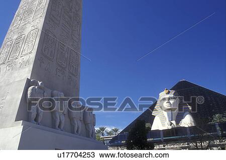 Stock Image -  Luxor, Las Vegas, pyramid, casino, sphinx, Nevada, NV, The Strip, Giant Sphinx and pyramid-shaped hotel at Luxor Las Vegas Hotel & Casino on The Strip in Las Vegas, the Entertainment Capital of the World.. Fotosearch