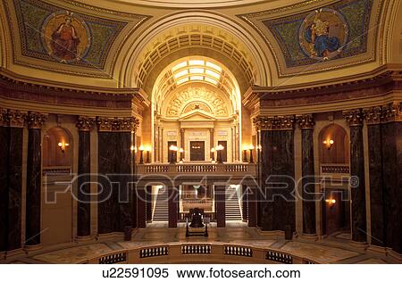 Stock Photography -  Madison, State Capitol, State House, WI, Wisconsin, The Rotunda inside the Wisconsin State Capitol in the Capital City of Madison.. Fotosearch