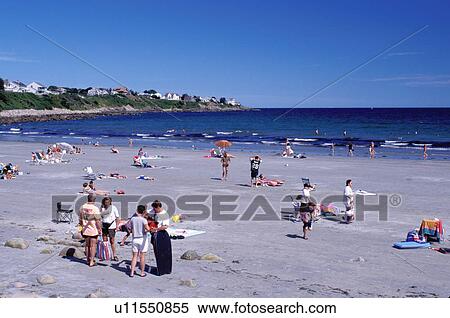 Stock Photography -  Maine, York, ME, beach, York Beach, People relaxing on York Beach on the Atlantic Ocean. . Fotosearch