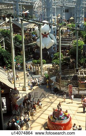 Picture -  Mall of America, Minneapolis, MN, Minnesota, Camp Snoopy family theme park inside the Mall of America, the largest combined retail and entertainment center in the USA, in Bloomington.. Fotosearch