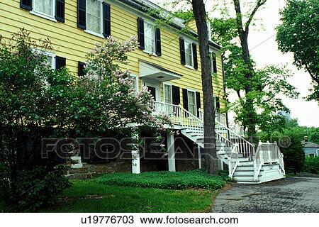 Stock Image -  mansion, Albany, New York, Historic Cherry Hill a 1787 Georgian-style house in the spring.. Fotosearch