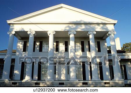 Stock Image -  mansion, Geneva, NY, New York, Finger Lakes, Rose Hill Mansion a 1839 Greek Revival. A National Historic Landmark.. Fotosearch