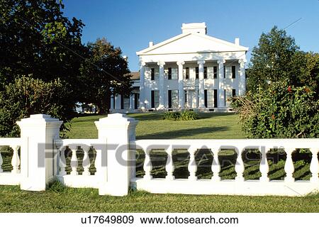 Stock Photo -  mansion, Geneva, NY, New York, Finger Lakes, Rose Hill Mansion a 1839 Greek Revival. A National Historic Landmark.. Fotosearch