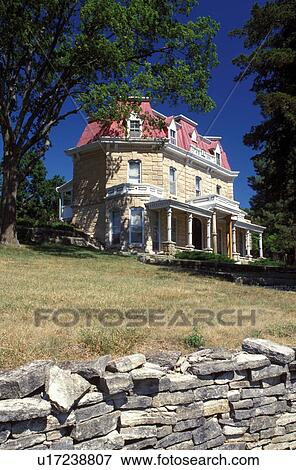 mansion, Strong City, KS, Flint Hills, Kansas, The Limestone Mansion at Z Bar Springhill Ranch at the Tallgrass Prairie National Preserve. View Large Photo Image Stock Photo - mansion, Strong City, KS, Flint Hills, Kansas, The Limestone Mansion at Z Bar Springhill Ranch at the Tallgrass Prairie National Preserve.. Fotosearch