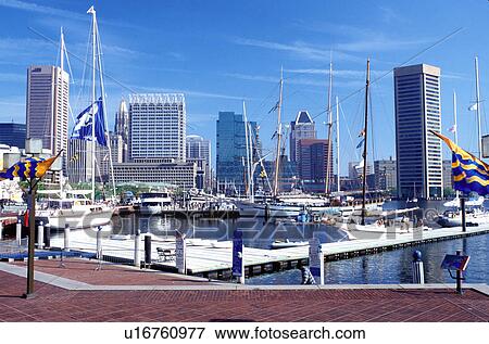 Stock Photo -  Maryland, Baltimore, Inner Harbor, Skyline of downtown Baltimore.. Fotosearch