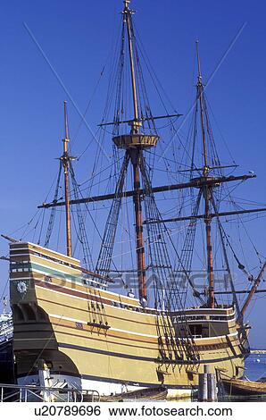 Mayflower, Plymouth, Massachusetts, MA, The Mayflower II moored at State Pier on Plymouth Harbor in Plymouth. View Large Photo Image Stock Photograph - Mayflower, Plymouth, Massachusetts, MA, The Mayflower II moored at State Pier on Plymouth Harbor in Plymouth.. Fotosearch