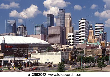 Metrodome, Minneapolis, MN, Minnesota, Twin Cities, Hubert H. Humphrey Metrodome and downtown skyline of Minneapolis. View Large Photo Image Stock Image - Metrodome, Minneapolis, MN, Minnesota, Twin Cities, Hubert H. Humphrey Metrodome and downtown skyline of Minneapolis.. Fotosearch