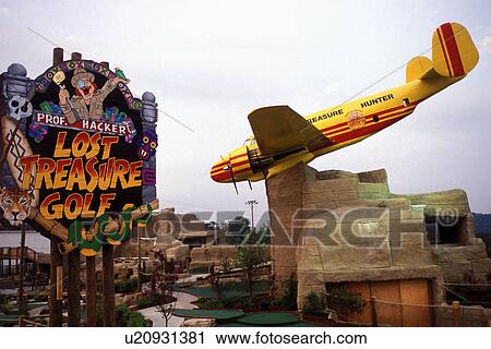 Stock Image -  mini golf, Branson, MO, Missouri, Lost Treasure Miniature Golf Course in Branson.. Fotosearch