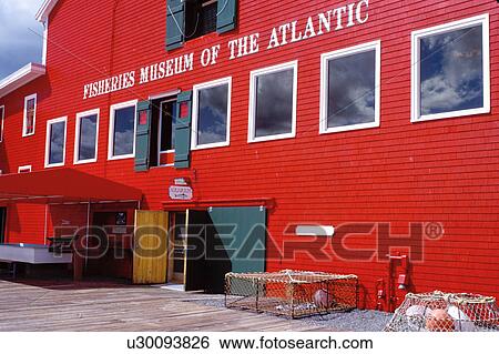 Stock Photograph -  museum, Nova Scotia, Lunenburg, NS, Canada, Fisheries Museum of the Atlantic at the scenic village of Lunenburg, UNESCO World Heritage Site, on the Atlantic Ocean. . Fotosearch