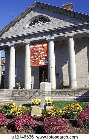 Stock Photograph -  museum, Plymouth, Massachusetts, MA, Pilgrim Hall Museum in Plymouth in the autumn.. Fotosearch