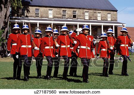 New Brunswick, Fredericton, NB, Canada, Re-enactment of the Changing of the Guards at Officer's Square in Fredericton. Soldiers marching in formation. View Large Photo Image Stock Image - New Brunswick, Fredericton, NB, Canada, Re-enactment of the Changing of the Guards at Officer's Square in Fredericton. Soldiers marching in formation.. Fotosearch
