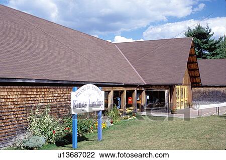 Stock Image -  New Brunswick, NB, Canada, King's Landing Historical Settlement, visitors center.. Fotosearch